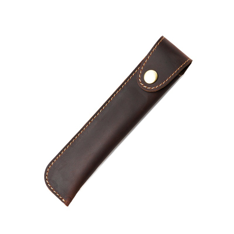 Original Genuine Leather Pen Cover Cowhide Pen Bag Personalized Retro Handmade Creative Gift Pen Protective Cover Cross-Border Ready Stock