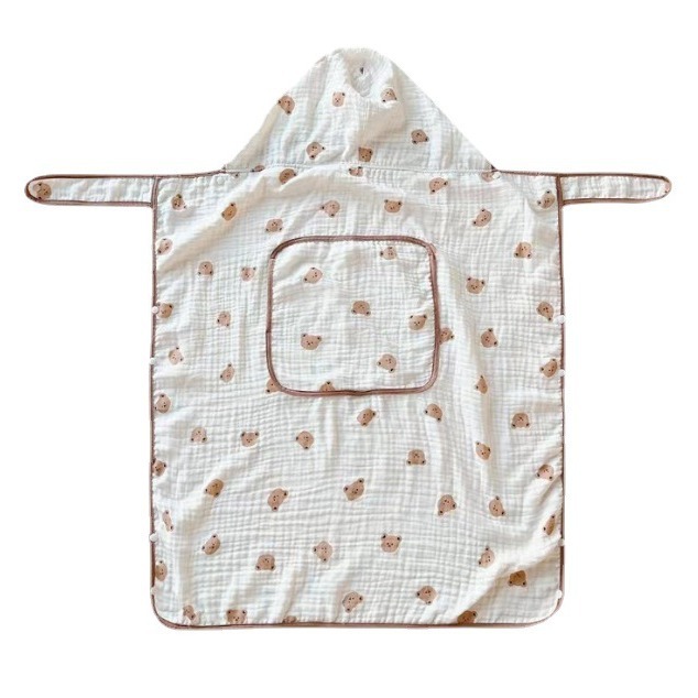 Picture of Korean Style Anti-mosquito Windproof Cloak Baby Blanket Waist Stool Blanket Hooded Baby Breathable Gauze Cloak Sunscreen Cover Blanket