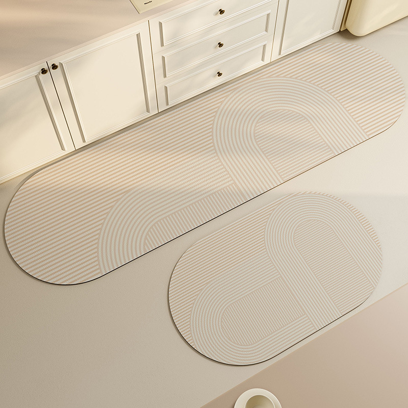 Picture of Japanese Style Line Diatom Mud Water Absorbing Oil Kitchen Mat Light Luxury Bathroom Non-Slip Floor Mat Bathroom Quick-Dry Door Mat