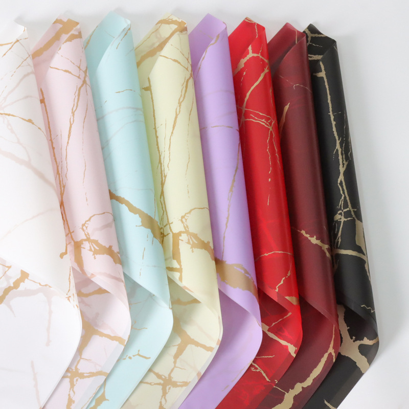 Marble Art Paper Spot Wholesale Waterproof Opp Film Flower Wrapping Paper Bouquet Material Flower Shop Floral Art