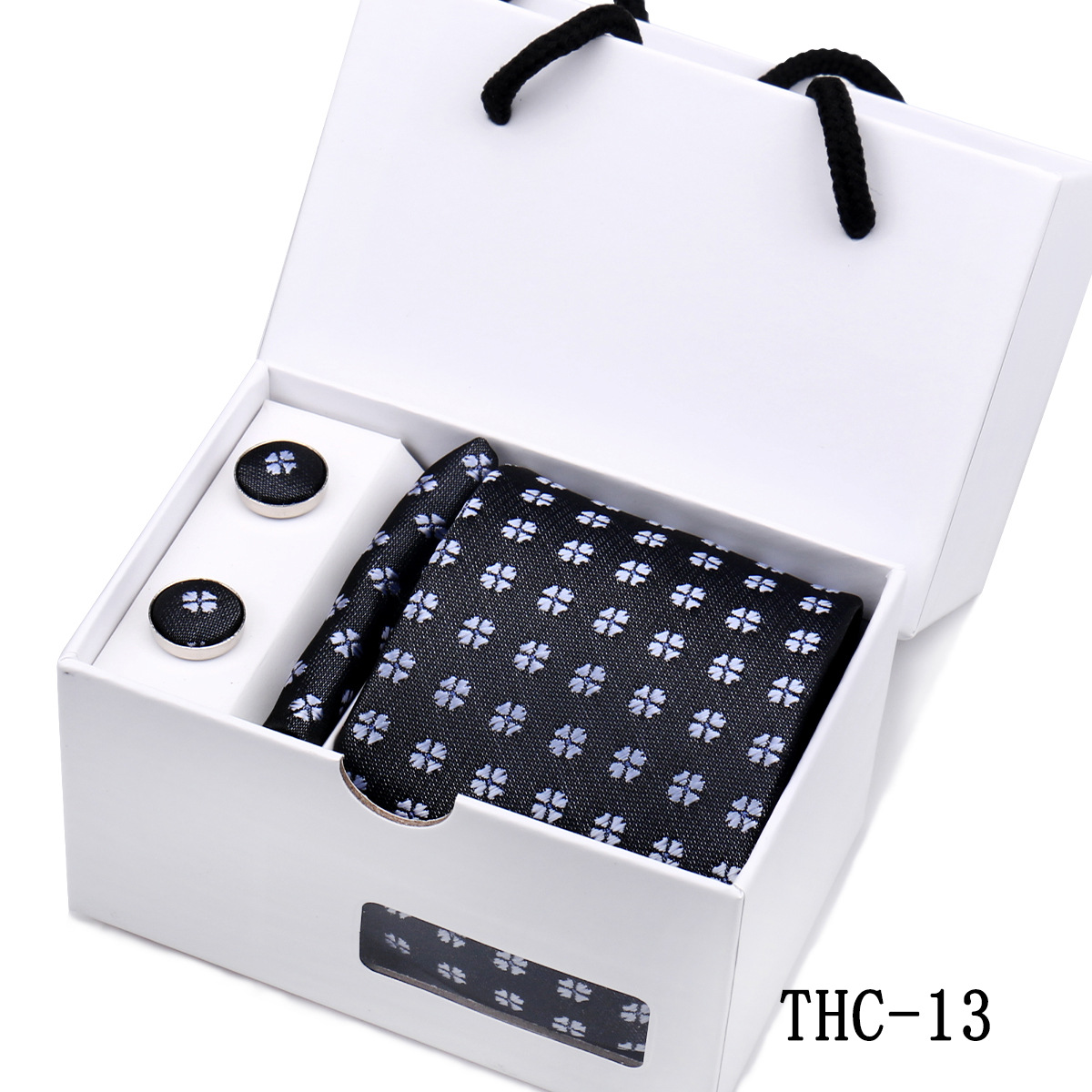 Picture of Men's Tie High Sense Gift Box 3 Pieces suit Business Dress Wedding Plaid Red Black Long Tie Shengzhou