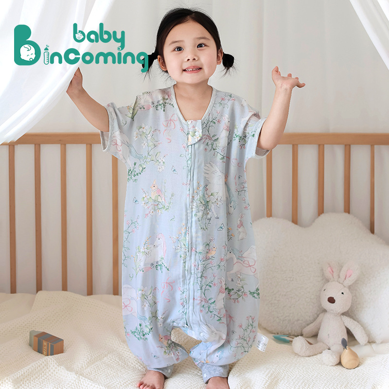 Picture of Cartoon Bamboo Cotton Gauze Sleeping Bag Baby Class a Summer Newborn Children's Home Clothes Baby Anti-Kick Quilt Breathable and Lightweight