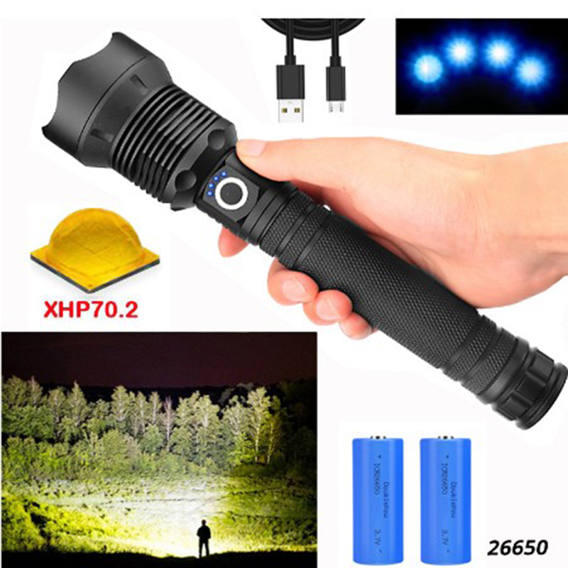 XHP70 flashlight charging very bright multifunctional portable lamp Searchlight outdoor long-range high-power flashlight