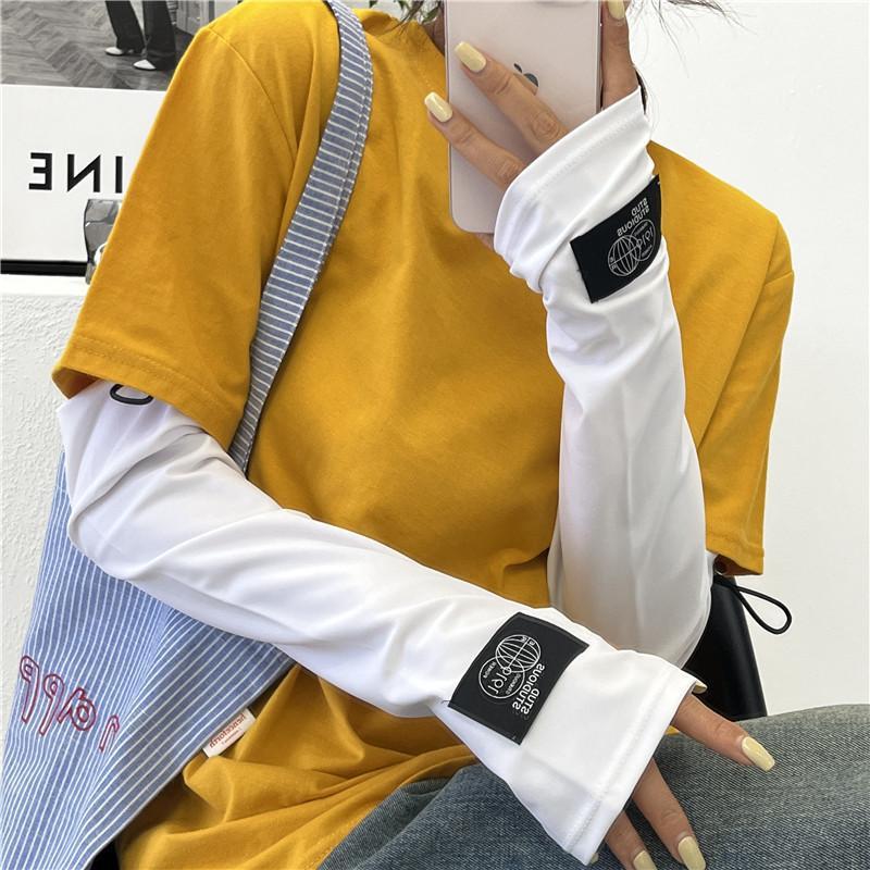 Picture of Summer Solid Color Sun Protection Sleeves Loose Ice Silk Driving Cycling Ice Sleeves Adjustable UV Protection Arm Sleeves