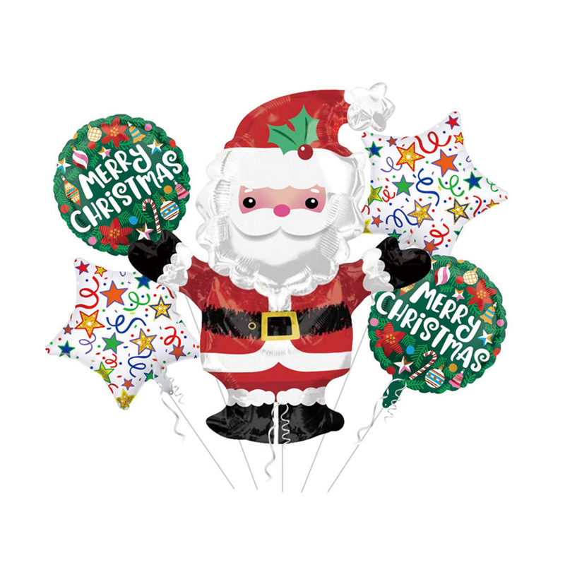 Picture of Christmas theme five-piece balloon combination Santa Claus Christmas tree gift box party decoration balloon wholesale