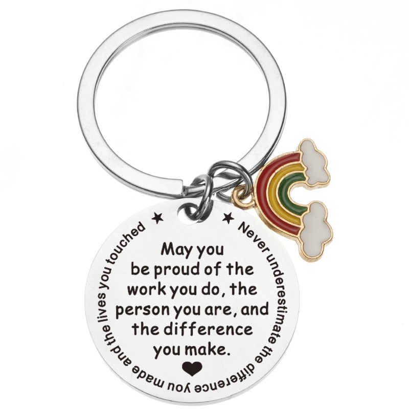 European and American Amazon Keychain Mayyoubeproud Rainbow Pendant Good Job Gift Rainbow Keychain