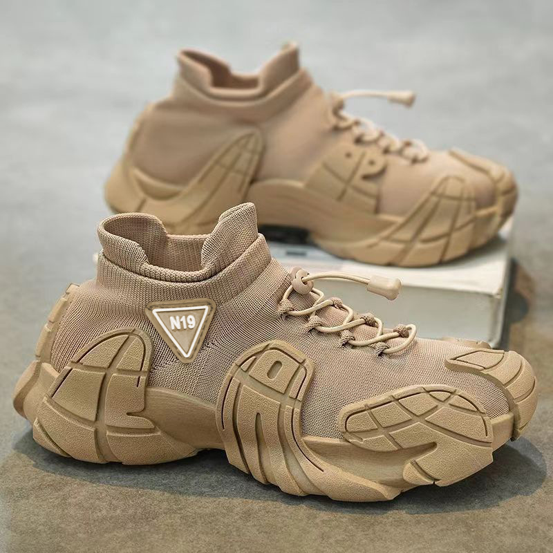 Cross-border men's shoes, new platform lightweight fly-knitted socks, casual shoes, youth fashion color-blocking sneakers