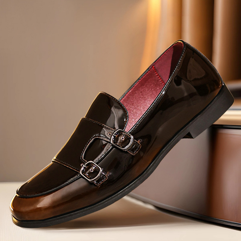 Cross-border Men's Leather Shoes Men's British Handsome Men's Shoes Breathable and Stinky Foot Slip-on Business Dress Wenzhou Leather Shoes