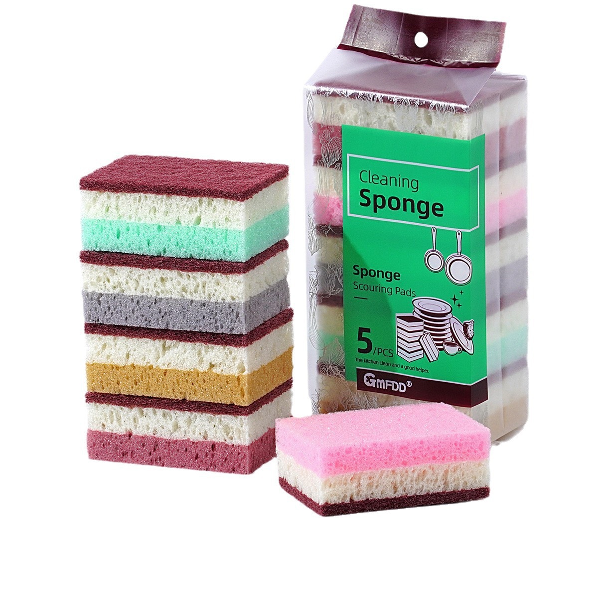 Picture of Kitchen High-bubble Seaweed Sponge Wipe High-density Thickened Porous Sponge Block Brush Bowl Brush Pot Kitchen Dishwashing Scrubbing Cloth