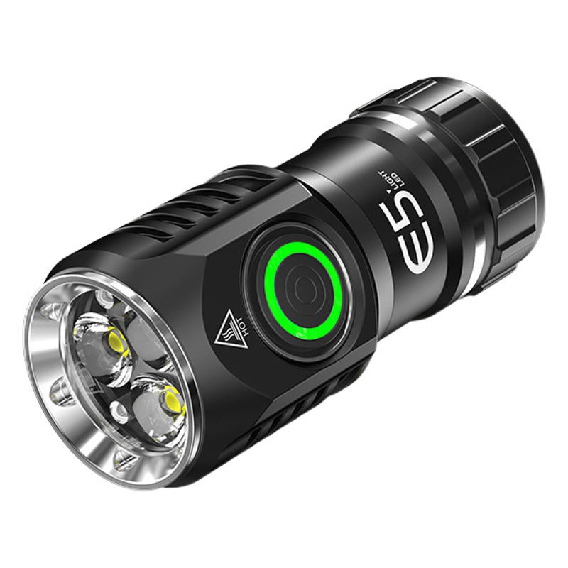 Shake the sound of led home portable small mini three-eye lamp flashlight strong light outdoor rechargeable small flashlight wholesale