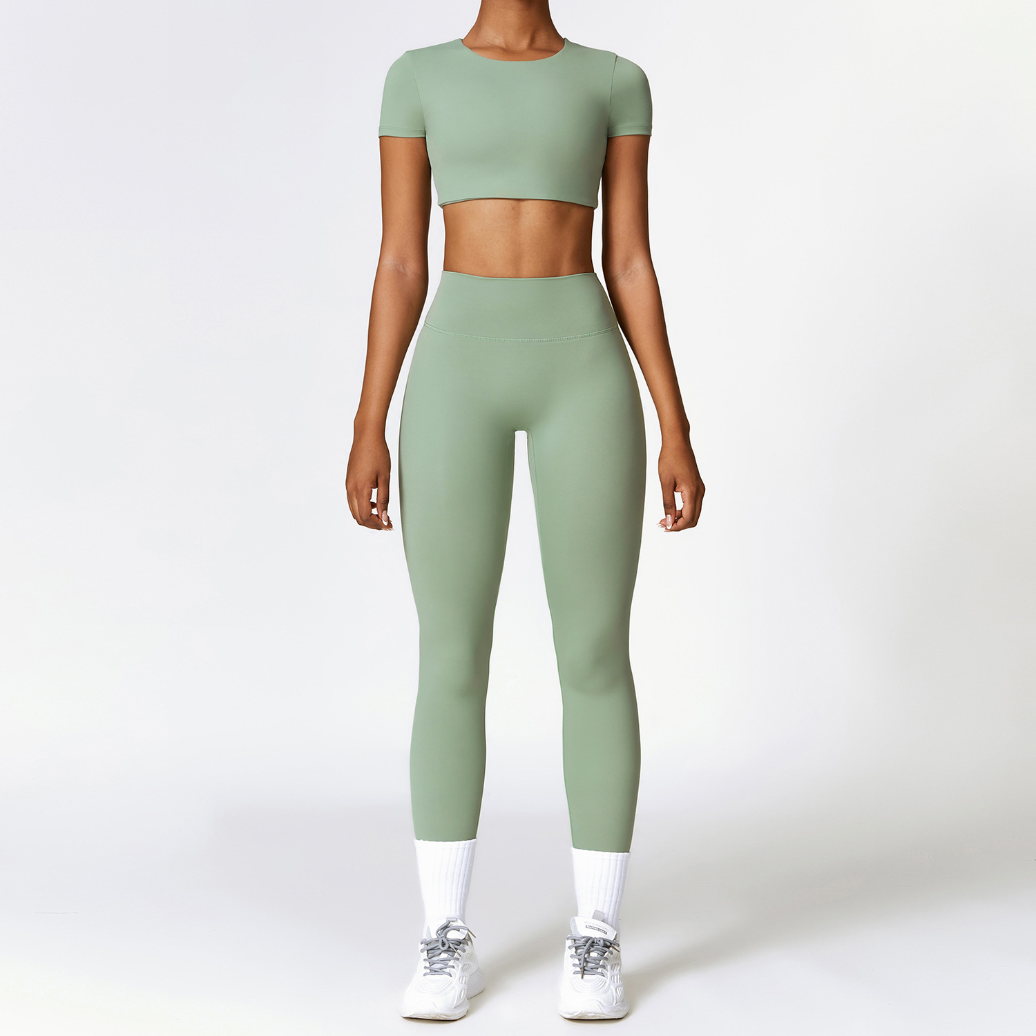 Picture of Zechuang European and American tight brushed yoga suit quick-drying workout clothes winter outdoor running sports suit female 8519