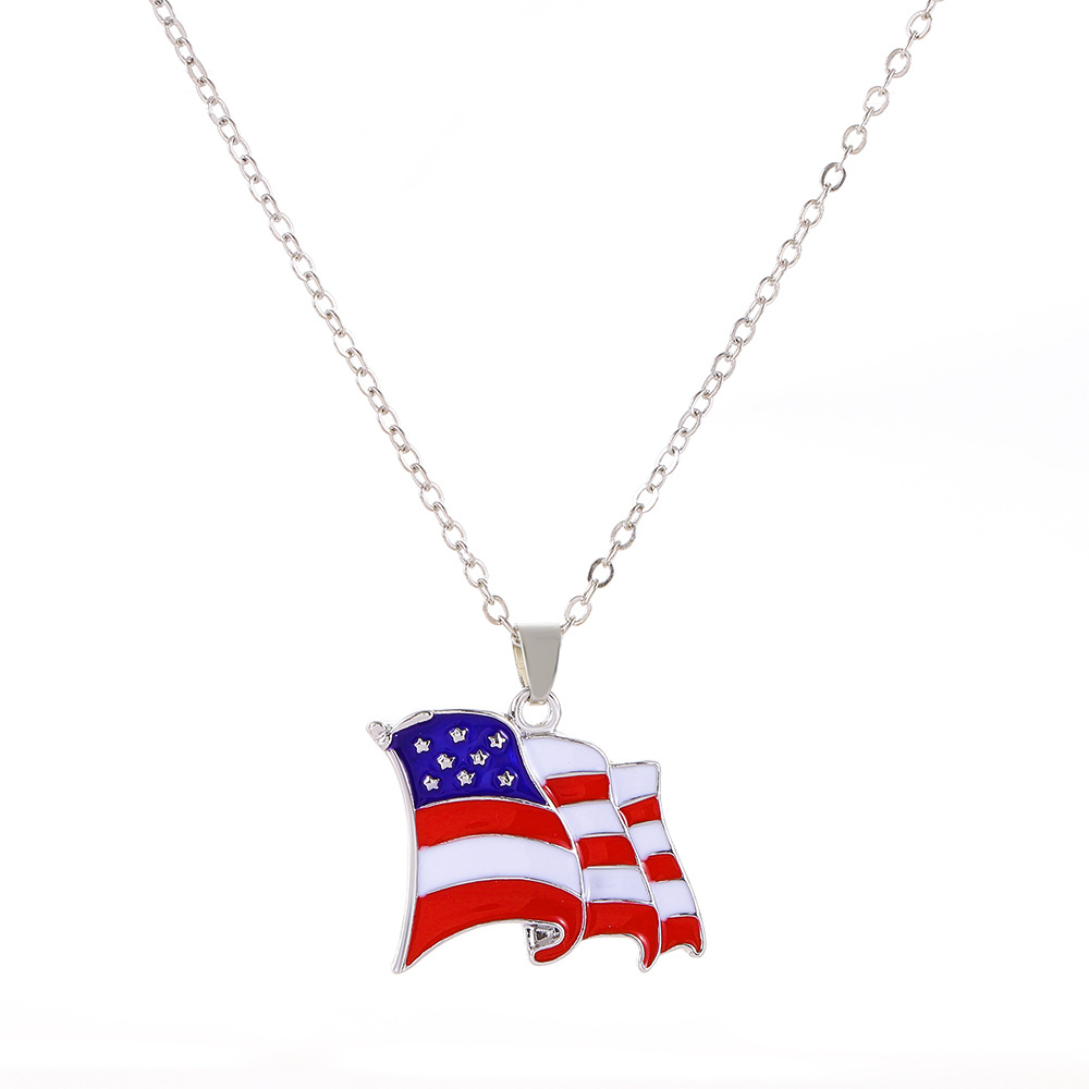 Picture of European and American Ins American Independence Day Series Necklace suit Fashion Simple Diamond-encrusted Wings Love Pendant Clavicle Chain