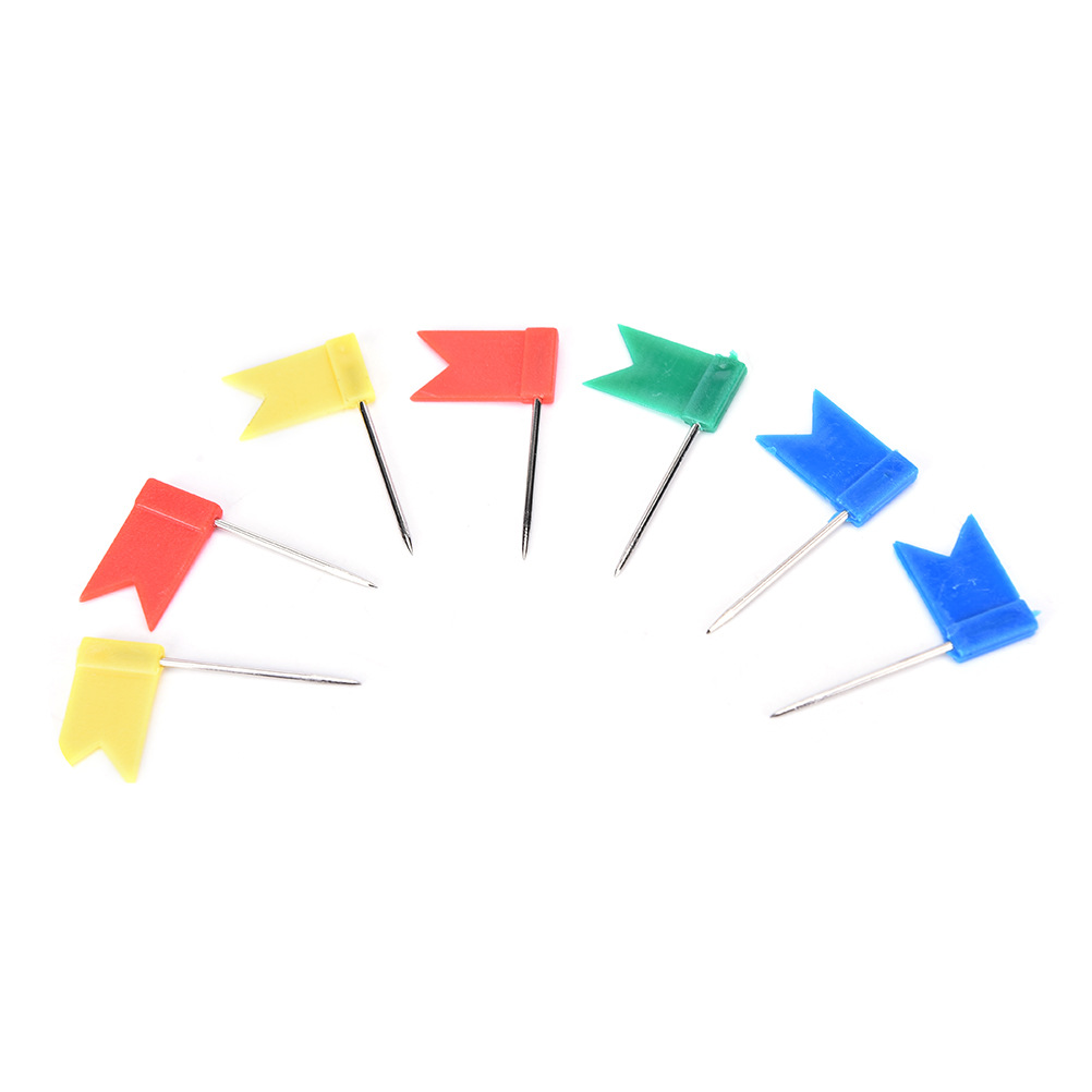 Picture of Creative pushpin long pin small flag nail colored flag nail map marking red flag nail Cork pushpin landmark nail 100 pieces/bag