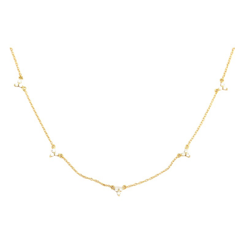YHN067 European and American Celi French style silver S925 silver necklace ins micro-inlaid zircon design clavicle chain