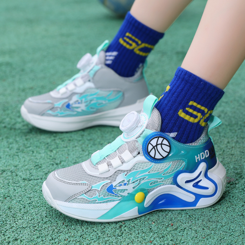 Children's Shoes 2024 Autumn Mesh Breathable Swivel Buckle Boys sneaker Middle and Big Children's Hiking Shoes Lightweight Student Running Shoes