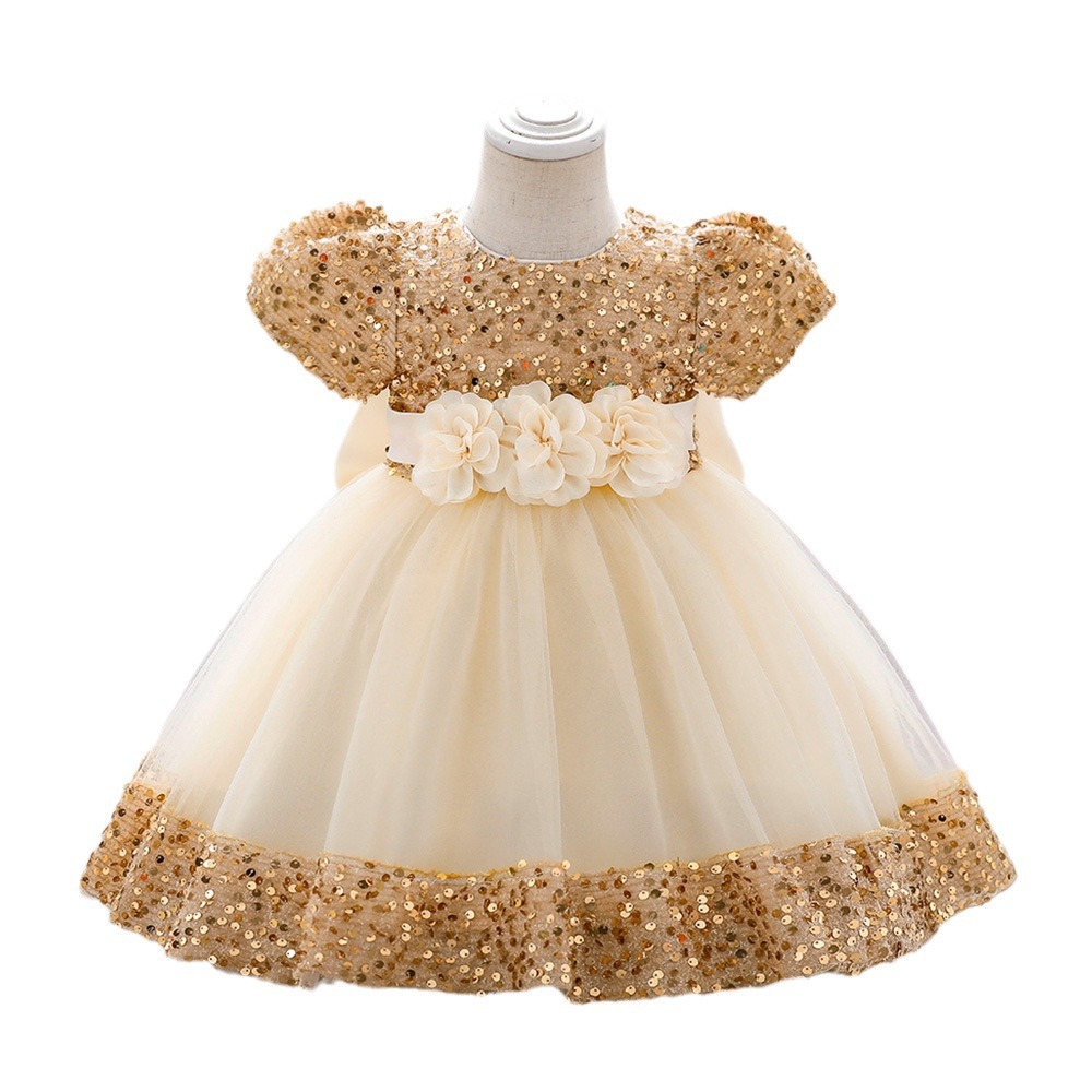 Picture of Foreign Trade Cross-border New Children's Princess Dress Sequin Mesh Girls' Wedding Dress Host Performance Dress