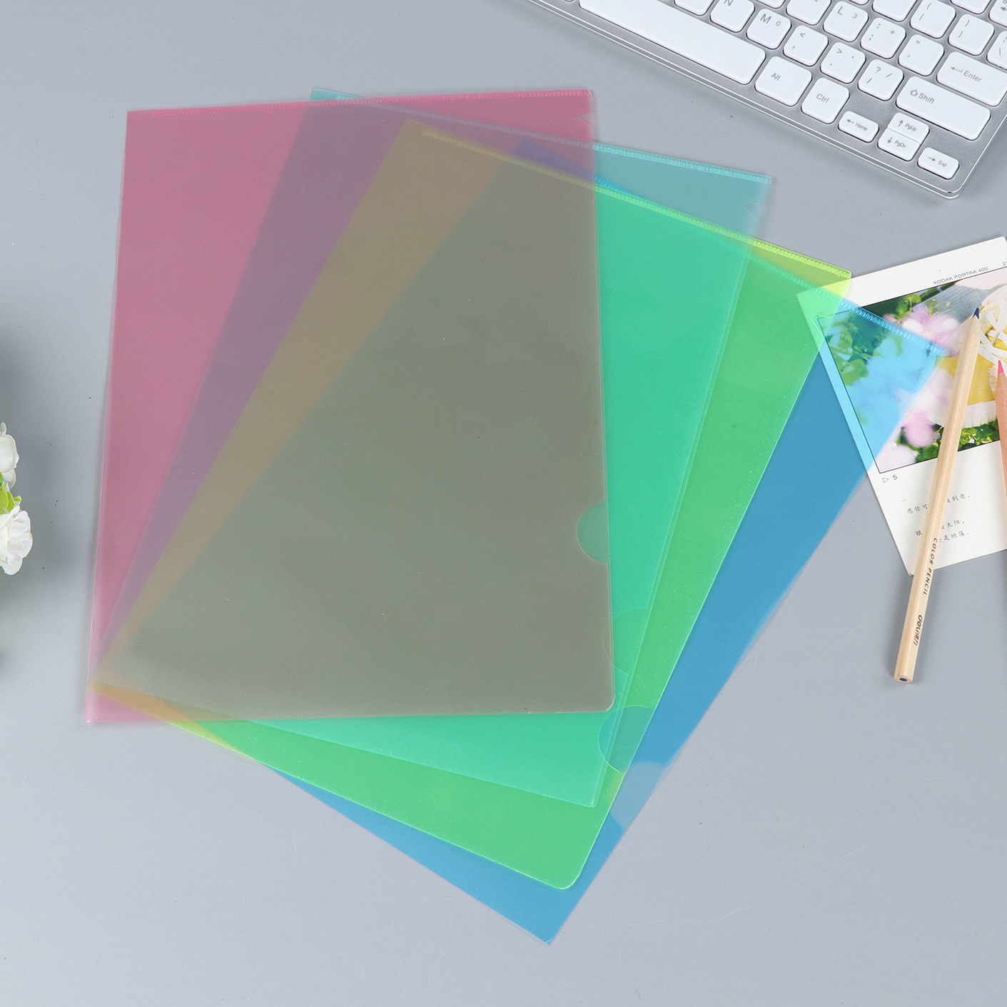 Picture of a4 a5 single-page folder wholesale pp plastic transparent color office folder printable logo