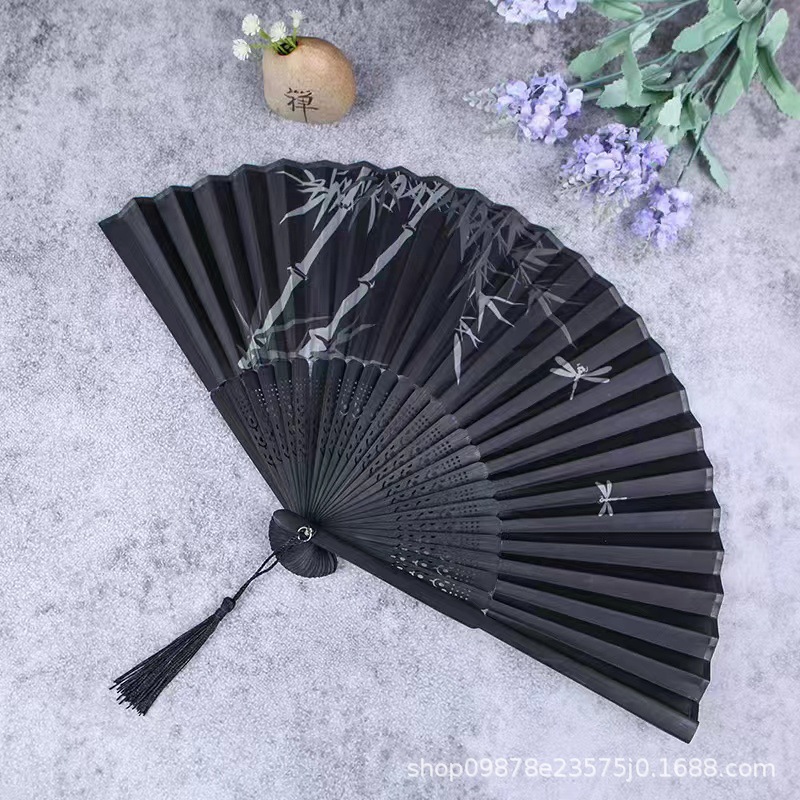 Picture of Folding Fan Bamboo Ancient Fan Student Girl Chinese Style Small Fan Scenic Spot Export Wholesale Retail Gift Decorative Fan