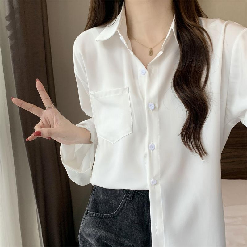 jk uniform shirt women's long-sleeved white Basic spring and autumn Japanese base shirt college style all-match top