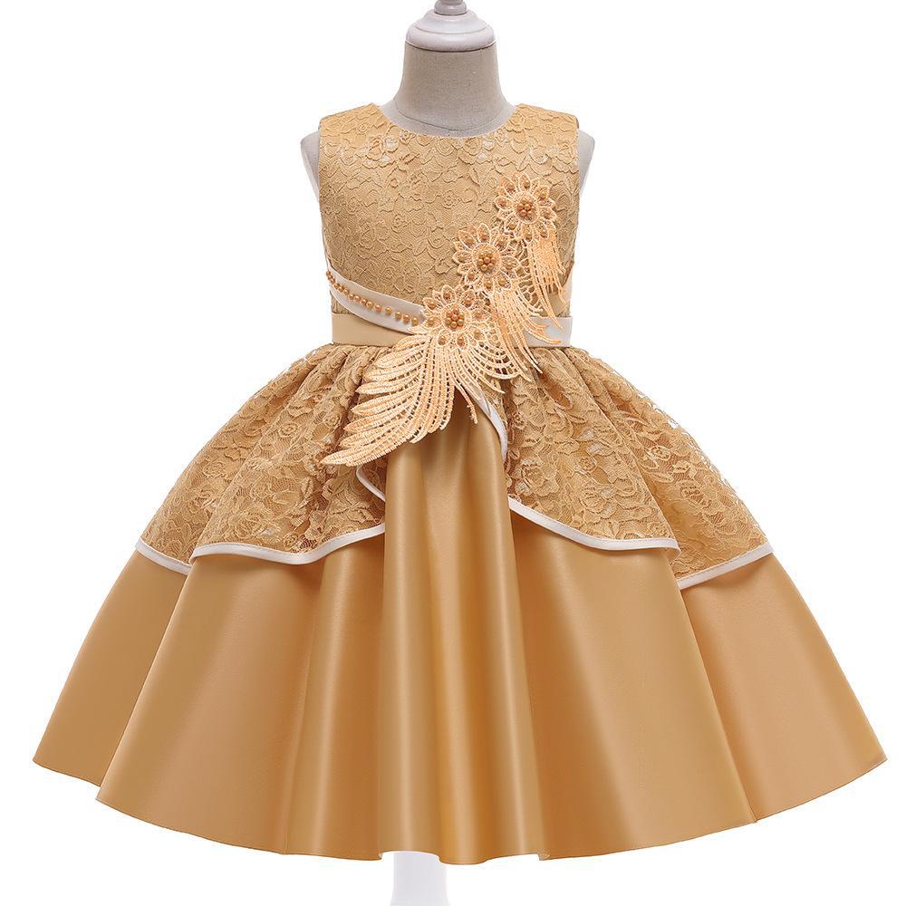 Picture of 2024 new cross-border children's dress lace embroidered bow applique costume princess dress manufacturers supply
