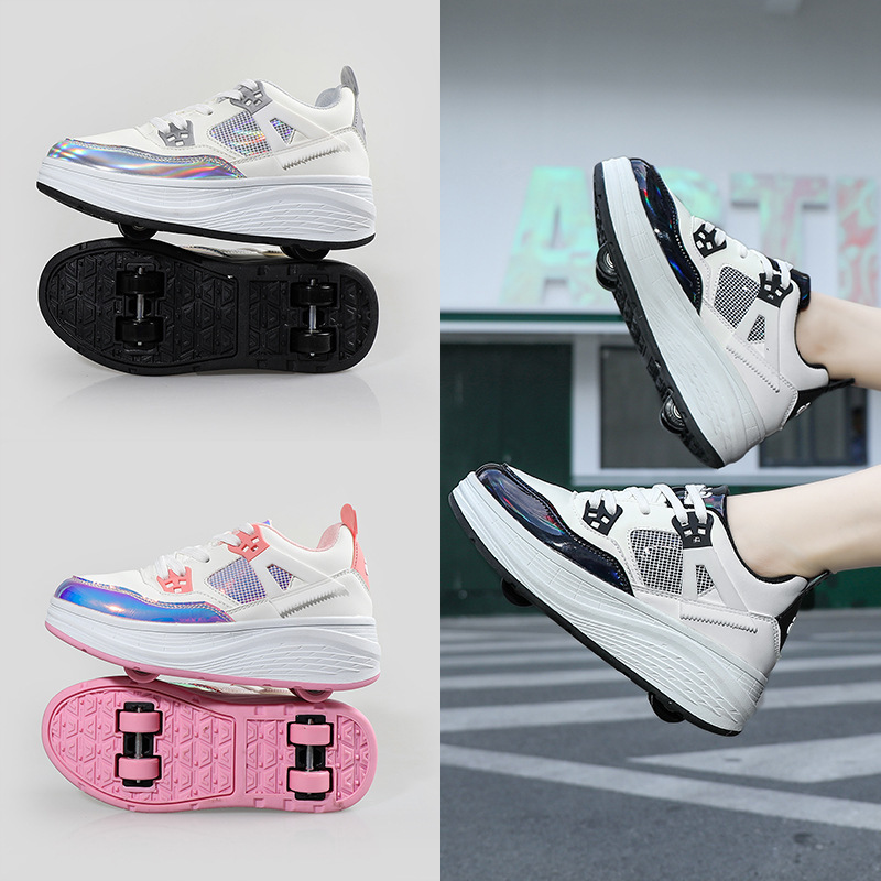 Walking shoes four-wheel invisible Girls' student roller skating shoes automatic walking boys' deformation shoes children's roller skating shoes