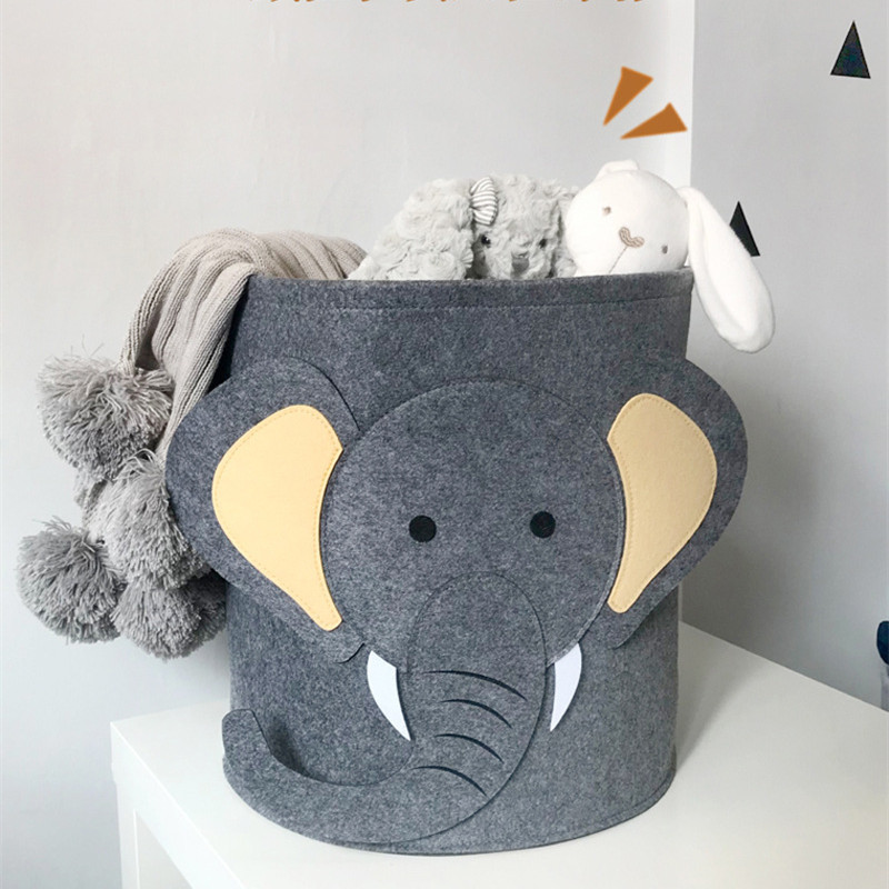 New felt storage bucket animal pattern cartoon storage bucket home storage dirty clothes bucket toy storage basket