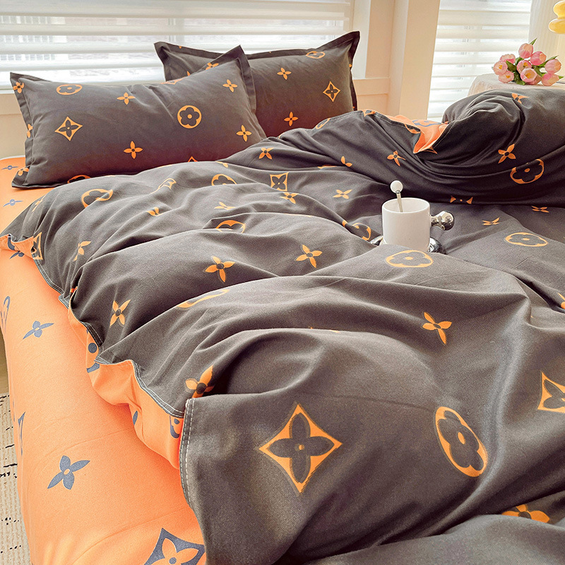 Picture of Class A Maternal and Infant Grade Four-Piece Set Small Fresh Thickened Sanding Quilt Cover Washed Cotton Bed Sheet Quilt Cover Dormitory Three-Piece Set ins