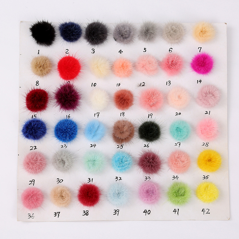 Mink fur ball diy clothing accessories accessories real hair small fur ball ball mink leather buckle Christmas jewelry pendant