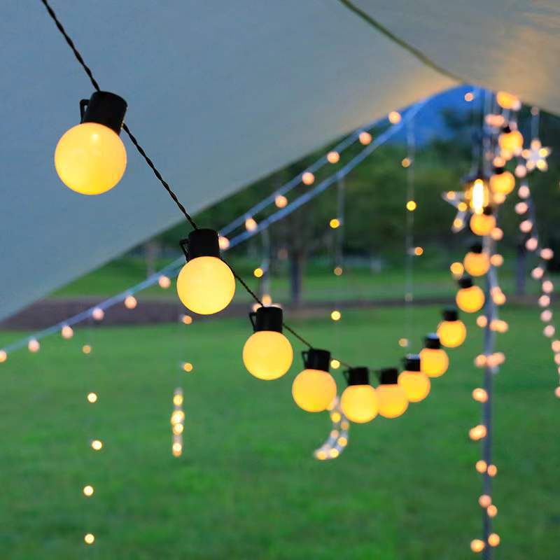 LED5CM big ball light string waterproof camping net red courtyard tent holiday decorative lights retro round lights can be connected in series