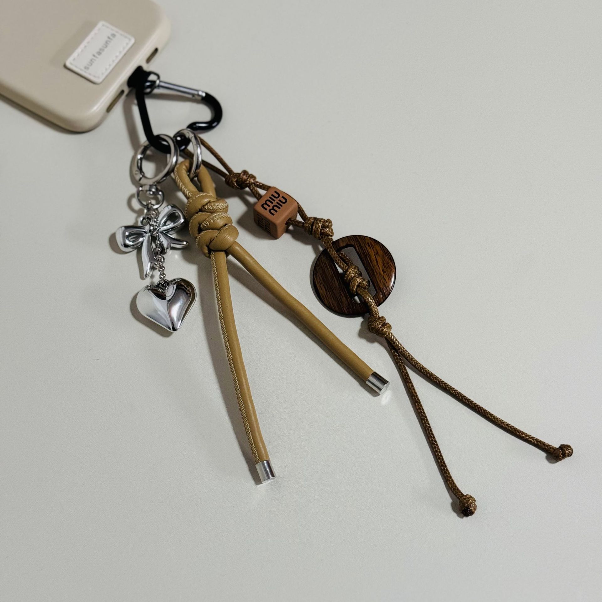 Korean Bow Love Stay Sue Bag Hanging Ornaments Autumn and Winter Maillard Miu Pendant Keychain Mobile Phone Pendant