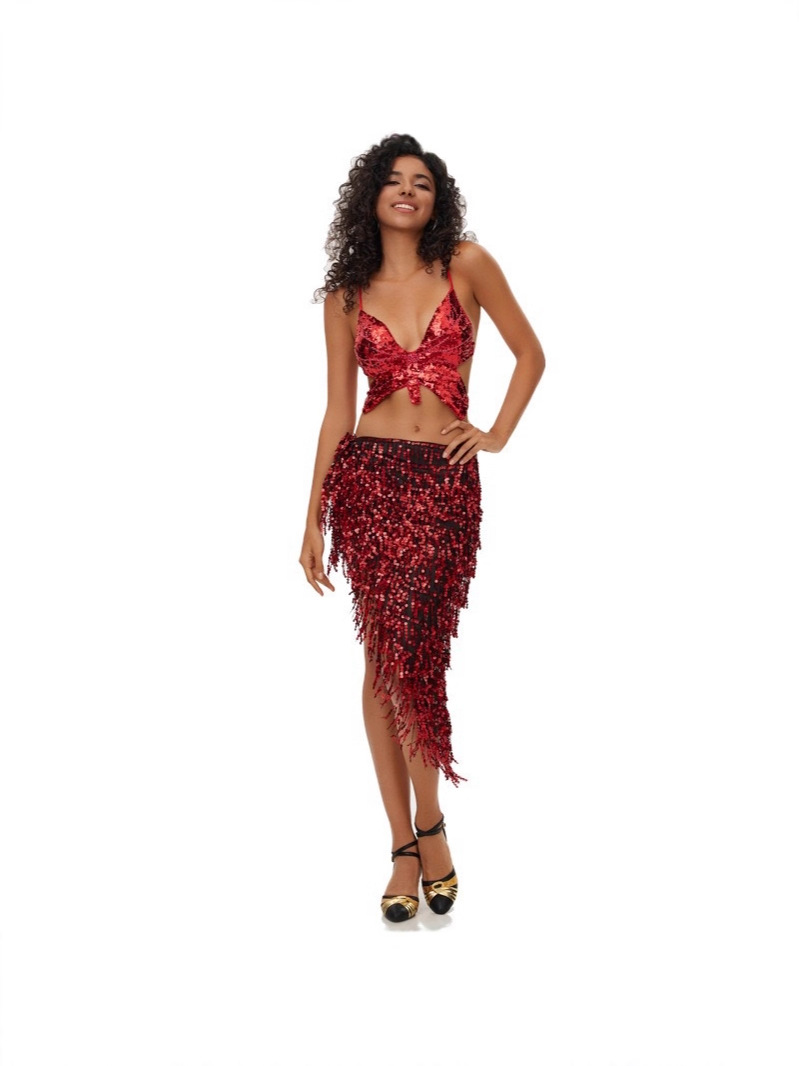 European and American belly dance sequins triangle scarf waist chain feminine stage performance waist scarf belt scarf tassel