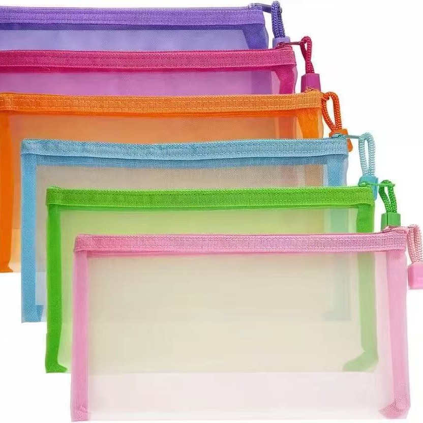 Picture of Mesh Toy Storage Transparent Zipper Bag Nylon Plus Upgrade Encryption Mesh Pencil Bag Student Examination Pencil Bag Makeup Wash