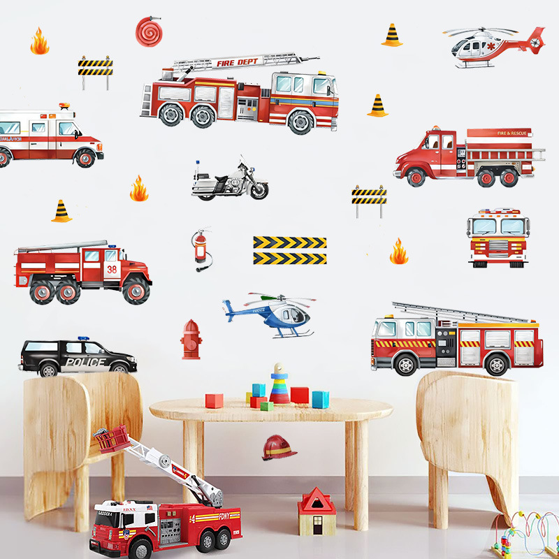 Picture of Cross-border Car Wall Stickers Watercolor Cartoon Vehicles Home Bedroom Kindergarten Children's Room Decoration Wall Stickers