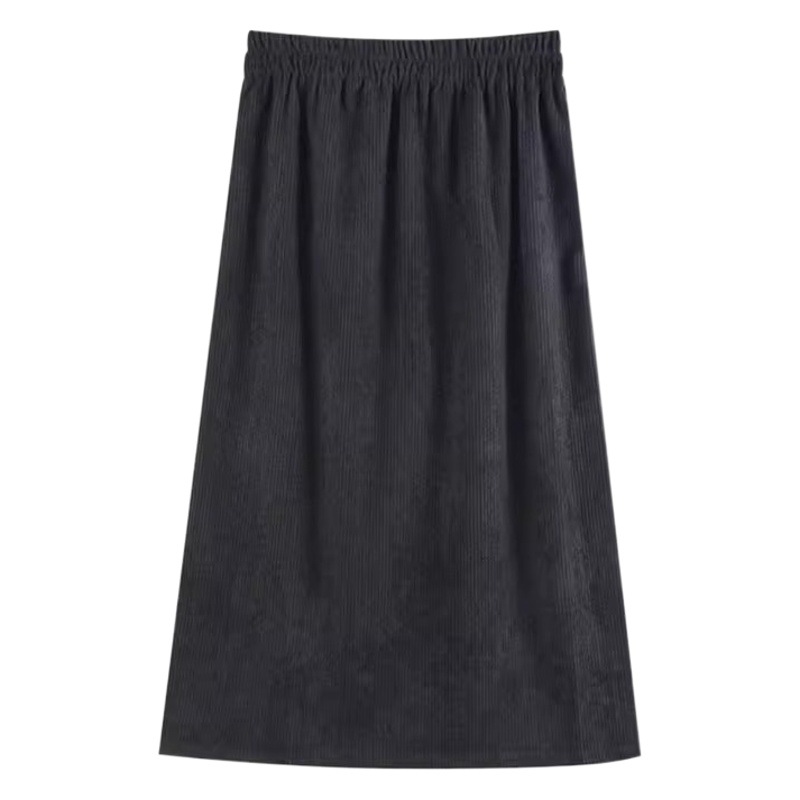 Back Slit Corduroy Skirt Women's New Dipper Hip Skirt Fashionable Korean Style Small Mid-Length A- Line Skirt