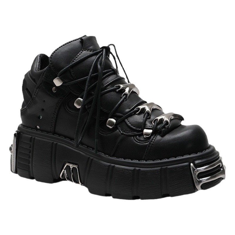 Internet celebrity style 2024 Spring and Autumn New British style high-top lace-up Spanish heavy metal shoes punk platform shoes for women