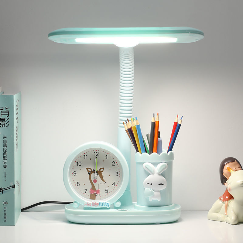 Led Study Table Lamp Primary School Student Writing Lamp Bedroom Cute Clock Cartoon Table Lamp Dormitory Children's Lamp Wholesale
