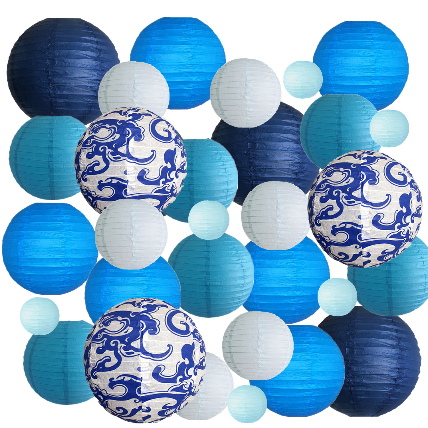 Picture of Spring, Summer, Autumn and Winter Colorfulful Paper Lanterns Round Foldableable Paper Art Combination Set Hanging Lanterns