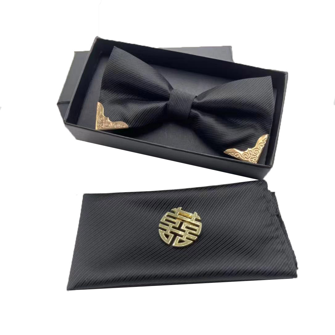 Picture of High-end wedding wedding bridegroom best man wine red British bow solid color men's bow tie formal suit trend