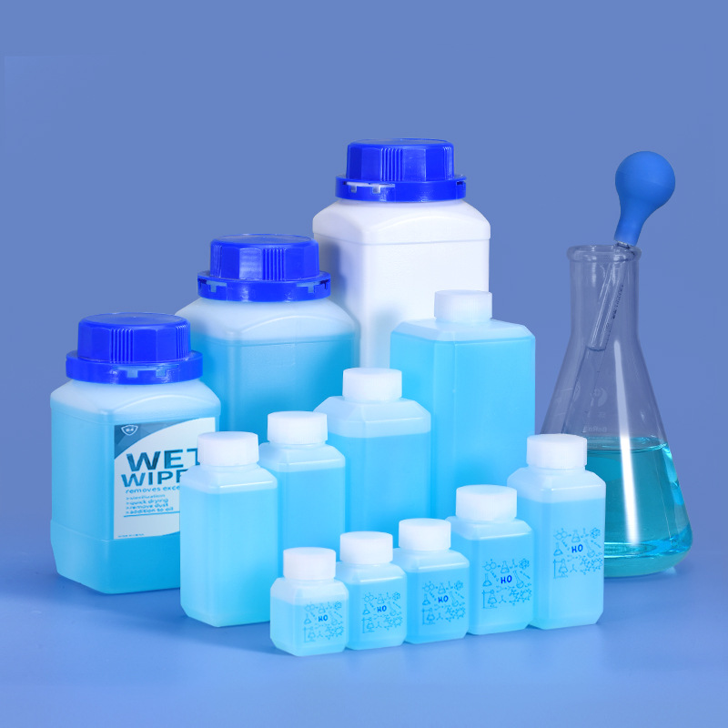 Hdpe Small Large-Mouth Square Bottle Sealed Chemical Sample Reagent Bottle Alcohol Bottle 20-500Ml-1.5Ll Plastic Bottle