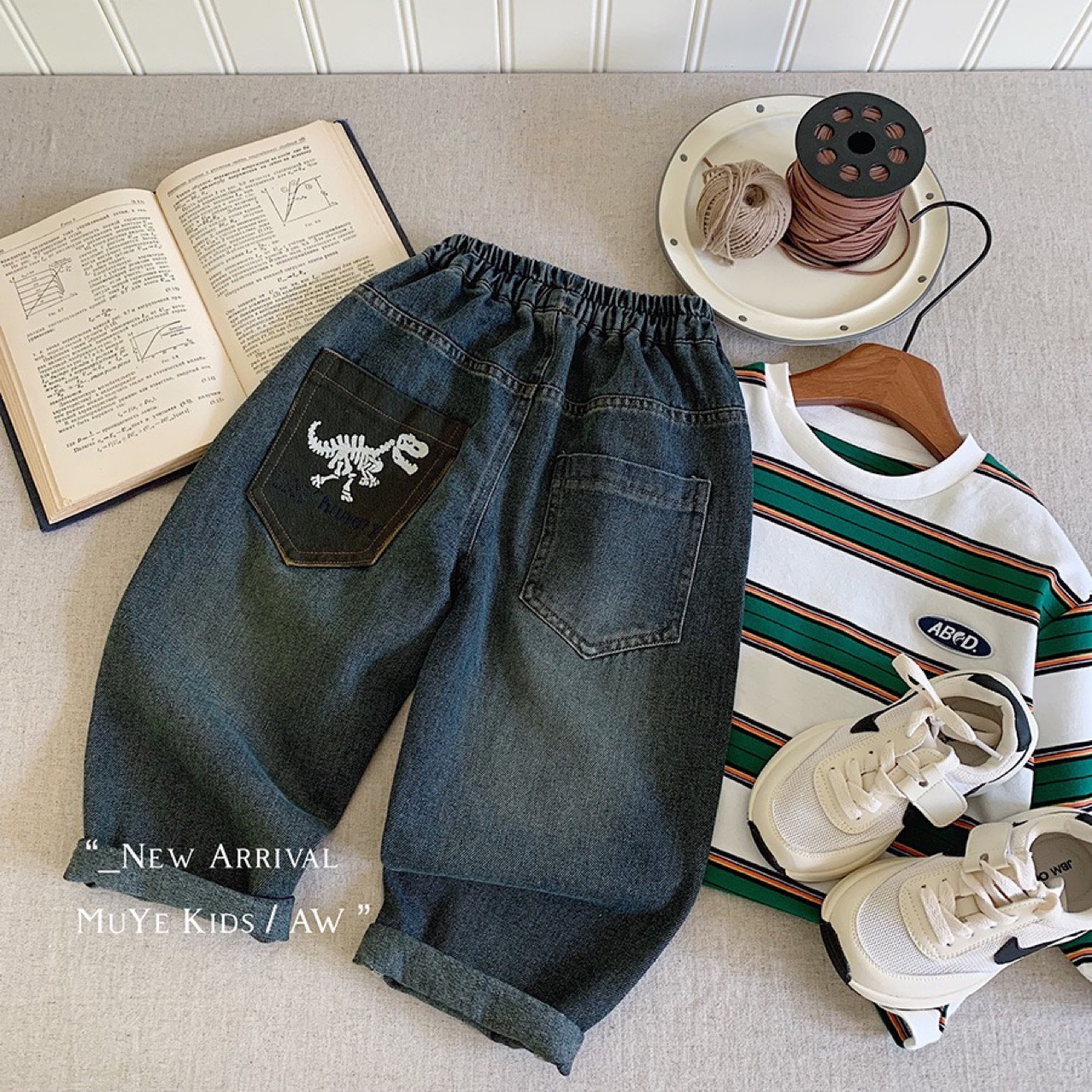 Children's Jeans 2025 Spring New Kidsren's Clothing Boys Korean Style Pure Cotton Embroidered Pants Baby Fashionable and Versatile Outer Wear