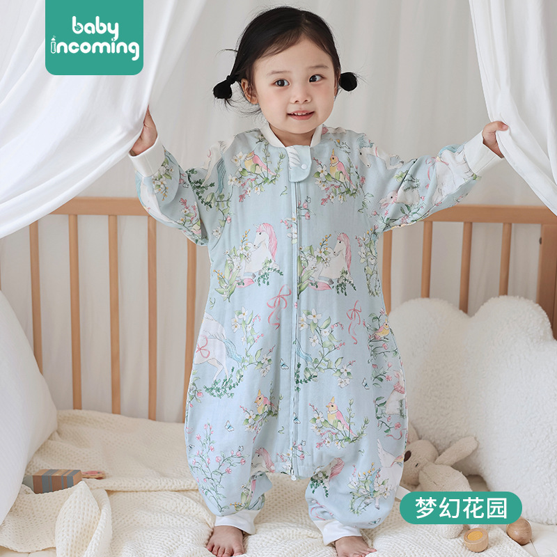 Picture of Cartoon Bamboo Cotton Gauze Sleeping Bag Baby Class a Summer Newborn Children's Home Clothes Baby Anti-Kick Quilt Breathable and Lightweight