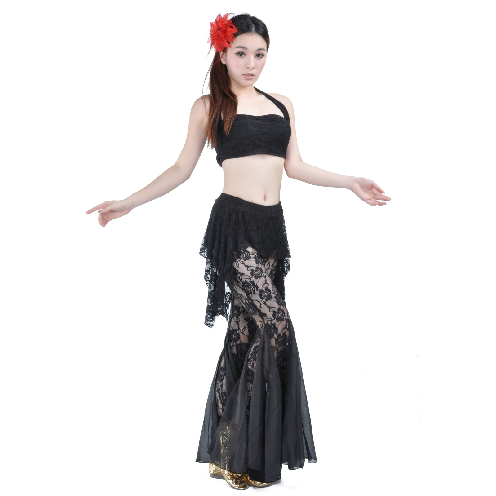 10 # Lace Suit Sexy Design Belly Dance Suit Trousers Comfortable Clothing Performance Practice Clothing