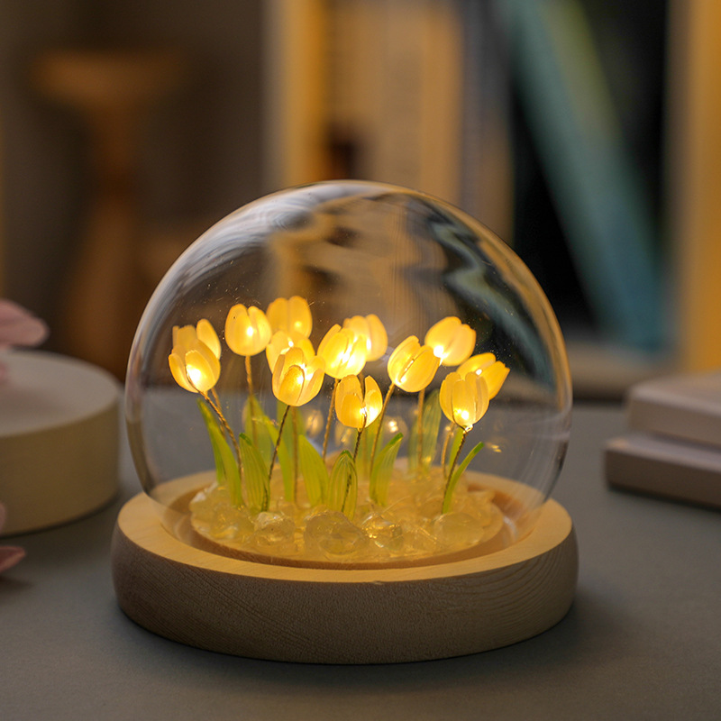 Picture of Tulip Night Light Handmade DIY Material Kit Creative Desktop Atmosphere Lamp Ornament Gift for Girls Mid-Autumn Festival Gift
