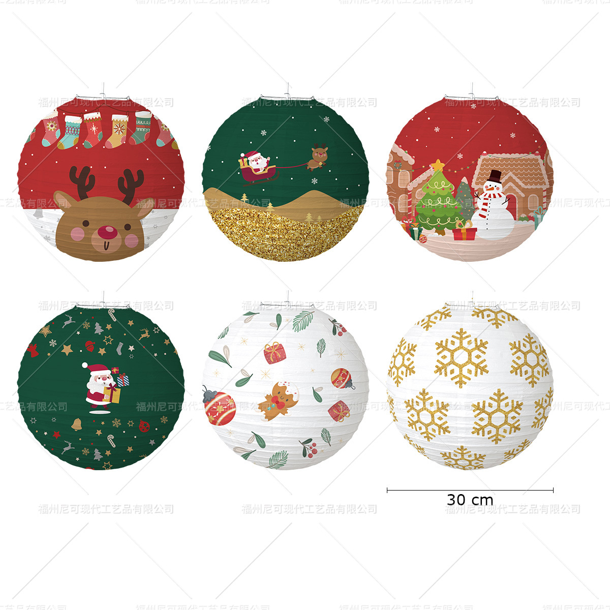 Picture of Cross-Border New Product Christmas Paper Lanterns Christmas Theme Christmas Eve Party Elk Snowman Lantern Decoration Supplies