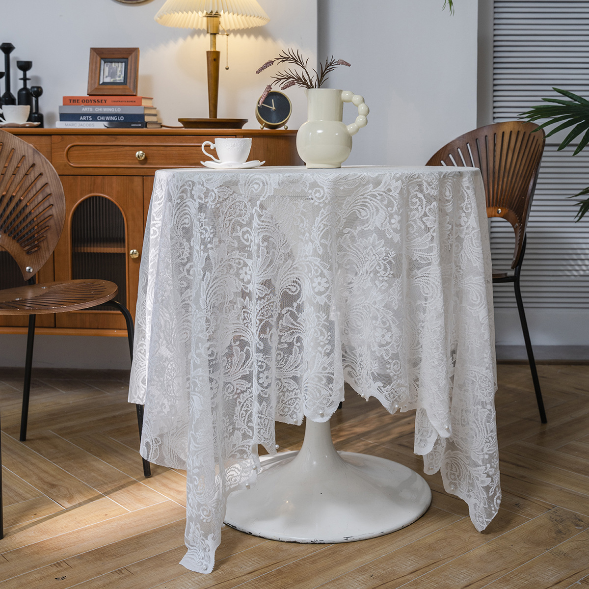 Picture of Yuman Qiyun Tablecloth White Green Bead Yarn Cake Photography Background Embroidered Prop Cloth Solid Color Tablecloth