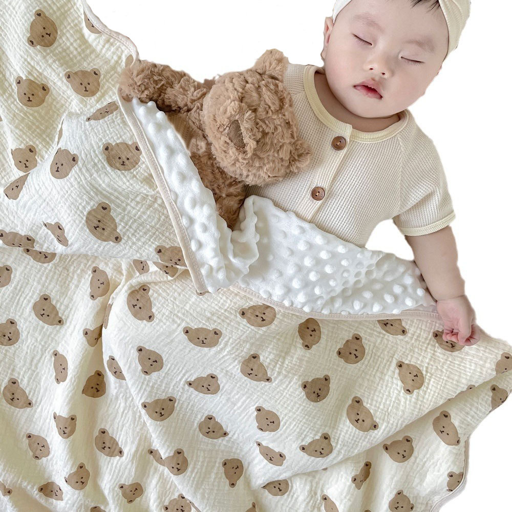 Picture of Bean Blanket Baby Quilt Summer Thin Gauze Air-conditioning Quilt Wholesale Children's Cotton Wrinkle Baby Blanket for Hair
