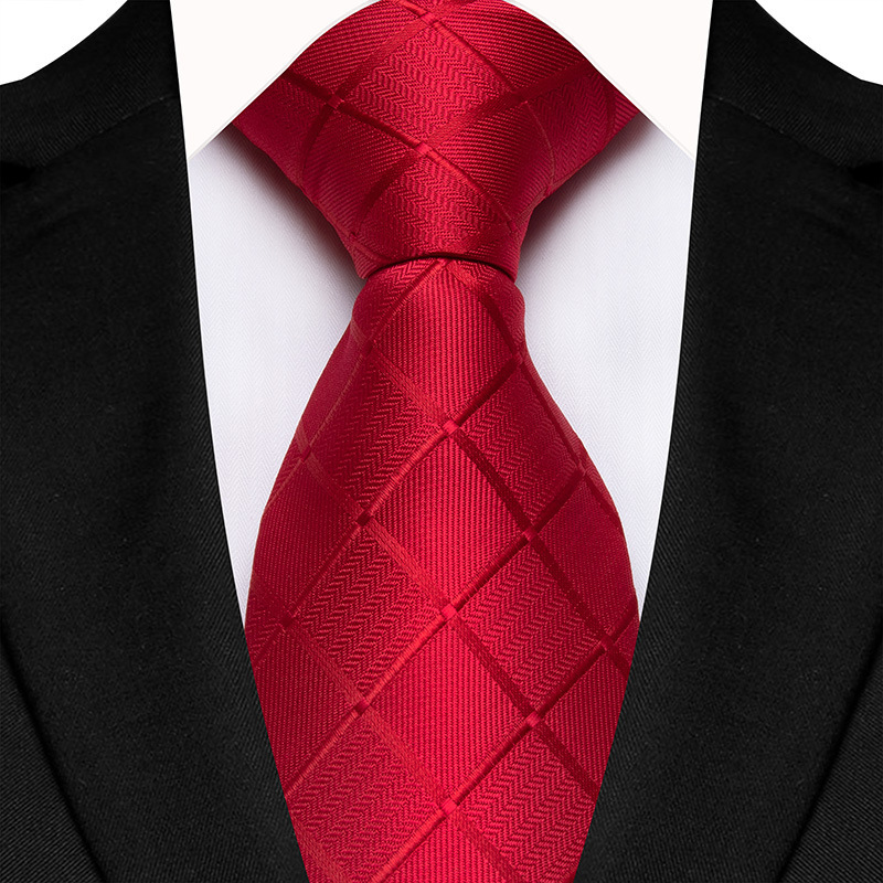 Picture of Men's Tie Polyester Jacquard Fabric Dress Business Stripe Red Wedding Groom Best Man Hand Tie Tie