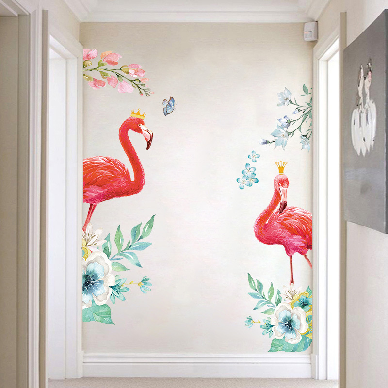 XH9310 Zhonglan Flamingo Wardrobe Window Bedroom Living Room Room Background Decoration Removable Waterproof Wall Sticker