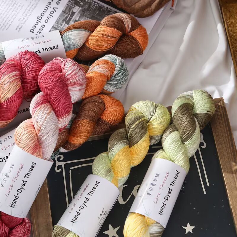 Duan dyed lace cotton thread hand dyed gradient strong twist lace thread diy hand woven summer hollow sweater shawl thread