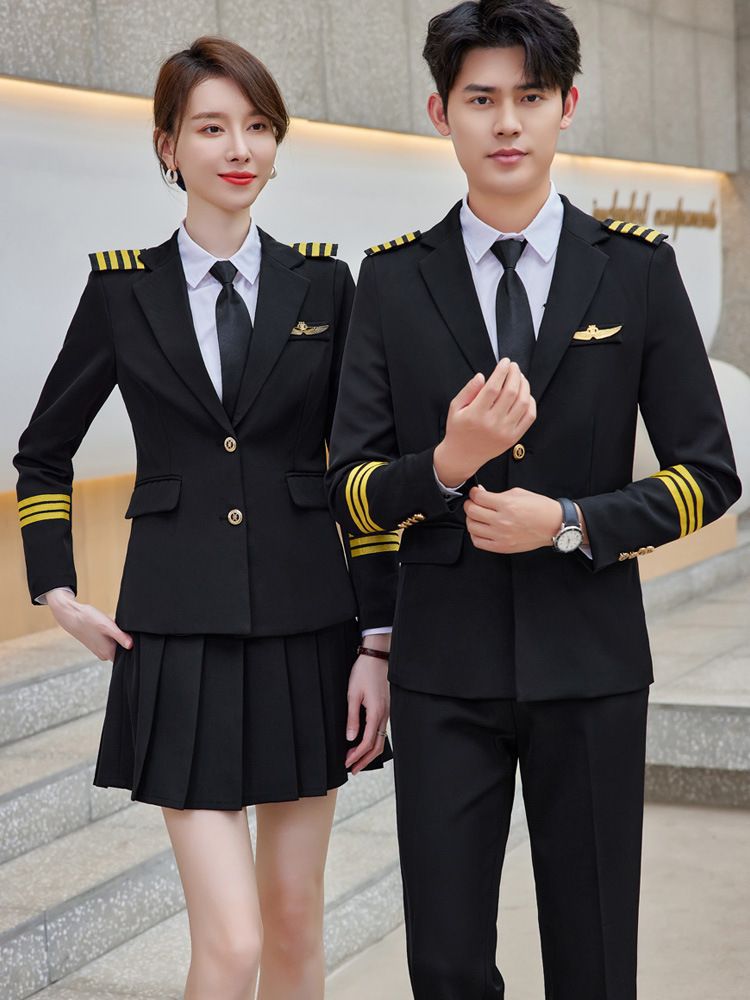 Picture of High-speed rail stewardess stewardess captain uniform men's and women's drum band costumes hotel KTV security overalls suit